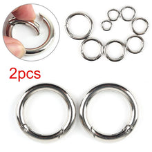 Load image into Gallery viewer, New 2 Pcs Multi-size O-Ring Buckles Round Push Gate Snap Open Hooks Spring Ring Key Carabiner Snap Key Chain Camping Purses
