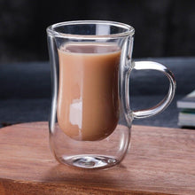 Load image into Gallery viewer, 80Ml European Double Coffee Mug Heat-Resistant Double Glass Cappuccino Cup Milk Cup Juice Cup New Cafe Office with Handle
